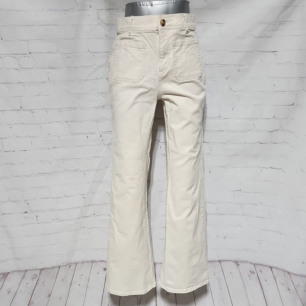 LOFT Made and Loved Off-White Flare Pants Size 4/27 High Rise Wide Leg Jeans